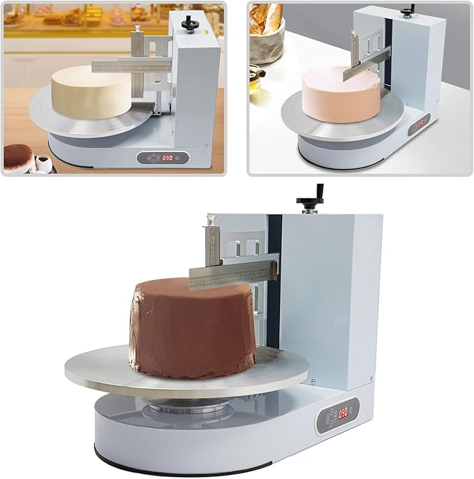 Cake Icing Machine 200W Auto Cream Spreading Machine w/Graduated Scraper & LCD, 0-320 RPM, 7.87"H Spatula Adjustable, White Professional Cake Decorating Tool Frosting Turntable for 4-16 Inch Cakes