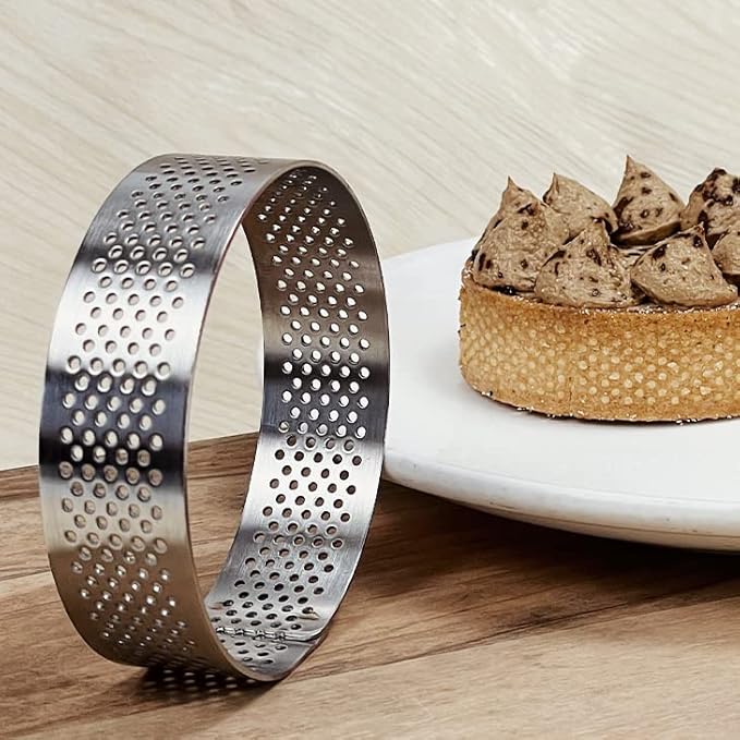 4 Pieces Perforated Tart Ring, 8cm High Grade Stainless Steel Heat-Resistant Cake Dessert Ring, 3.15 inch Pastry Mold Round