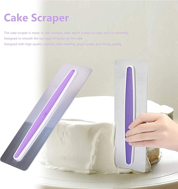 Cream Scraper, DIY Cake Tools Stainless Steel Cream Scraper Fondant Smoothing and Decorating Tools for Food Cake Bread Kitchen Cheese