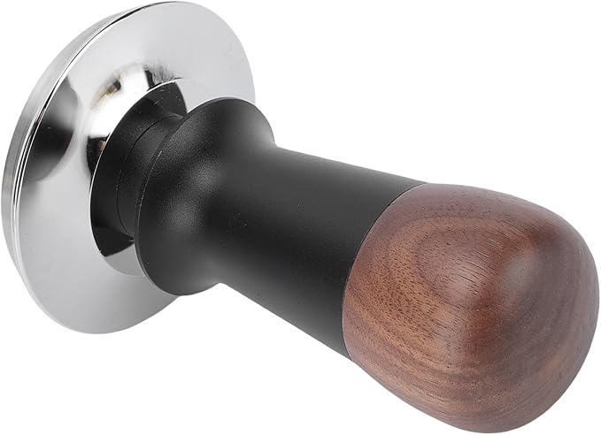 Walnut Wood Coffee Tamper with Stainless Steel Base, 58mm Precision Ground Coffee Tamper for Cafe & Home Brewing