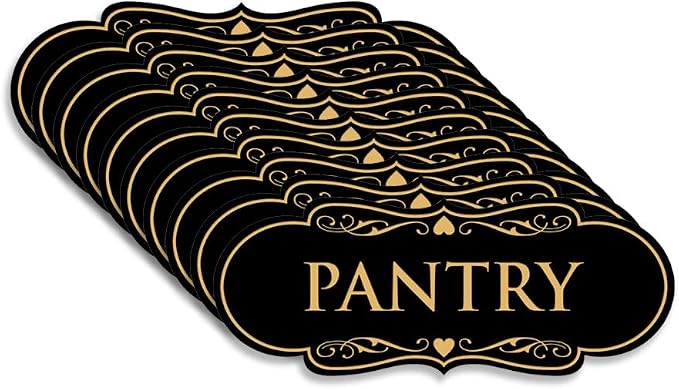 Designer Pantry Sign (Black/Gold) - Small (10 Pack) by SignsByLITA