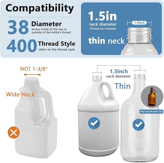 5 Gallon Bucket Pump Dispenser, Gallon Bucket Syrup Jug Bottle Water Pumps with 50cm Long Silicon Hose for Larger Laundry Detergent Pump Dispenser Shampoo Soap Conditioner Oil Bleach Liquid 38/400