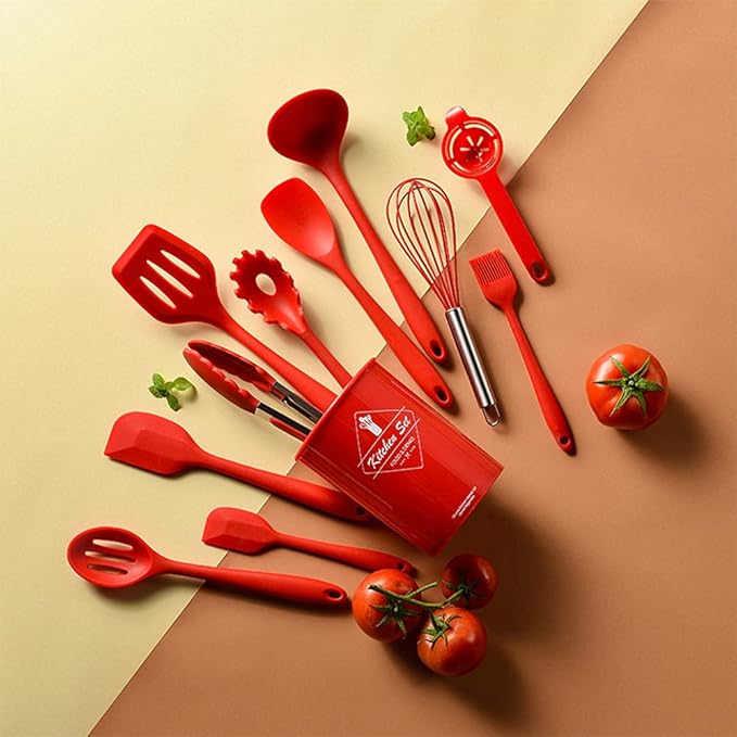 Pranski Kitchen Utensils Set-12 Pieces Silicone Cooking Utensils Set (Dishwasher Safe) 392°F Heat Resistant Spatula Set, Nonstick Cookware | Dishwasher Safe 392°F Heat Resistant Spatula Set Kitchen Utensil Set for Nonstick Cookware,Best Kitchen Tools w... - Image 8