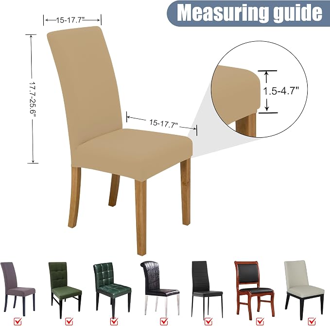 Dining Chair Covers, Stretch Seat Covers, Washable Furniture Protector | Washable, Stretch Fit, Soft, Non Slip, Dining Chair Covers, Seat Protector, Furniture Protector - Image 5