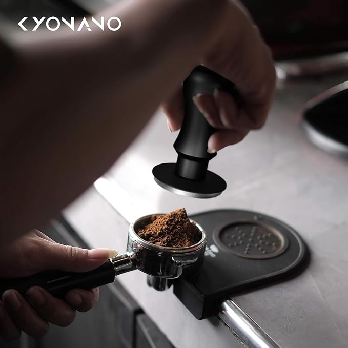 KYONANO 58.5mm Espresso Tamper, 30lb Spring-Loaded Calibrated Coffee Tamper, 304 Stainless Steel, Anodized Aluminum Handle Barista Tamper Suit for Over 58mm Rancilio, Gaggia Portafilter