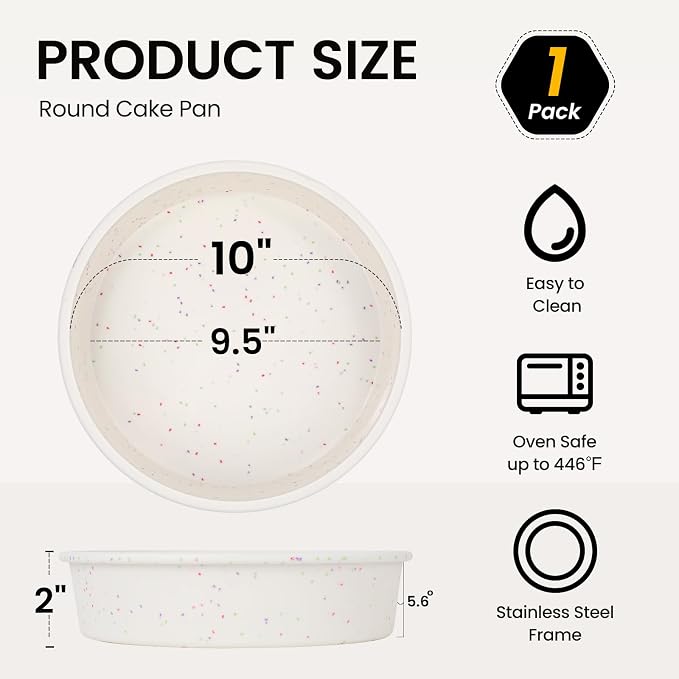 Vinino 10 Inch Round Cake Pan with Stainless Steel Frame | Perfect for Cheesecake, Layer Cakes & Desserts, Food Grade Silicone, Nonstick Surface, Easy Release and Cleanup - Image 4