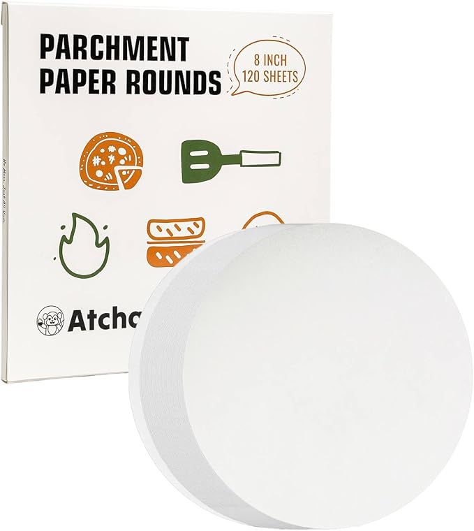 8 Inches Round Parchment Paper 120 Pcs, Heavy Duty Non-Stick Parchment Circles for Baking, Cake Pan, Springform Tin, Air Fryer, Toaster Oven & Microwave by Atchake