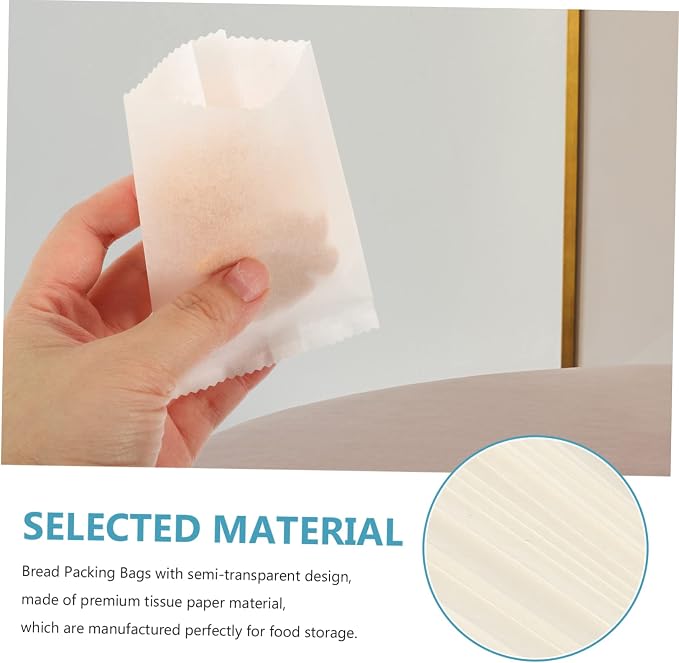ABOOFAN 300pcs Baking Wrapping Pouches Three-sided Sealed Pastry Storage Bags for Cookies Bread and Snacks Recyclable Paper Bags for Arts and Crafts - Image 8