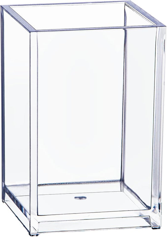 dedoot Acrylic Drawer Organizer, Clear 1 Compartment Makeup Organizer Transparent Plastic Makeup Brush Holder Pen Holder Jewelry Accessories Storage Acrylic Square Cube Box,2.5X2.5X3.8 Inches