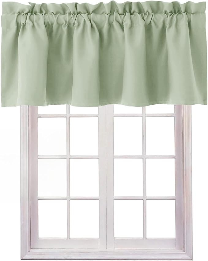 Hiasan Valance Curtains for Kitchen Blackout Thermal Insulated Solid Window Curtain Valance, Seafoam Green, 60 x 18 Inches, 1 Panel by Hiasan