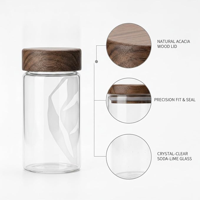 Clear Glass Storage Jar with Acacia Wood Lid - Kitchen Canister for Pantry Organization, Countertop Display, and Dry Food Storage - Image 6