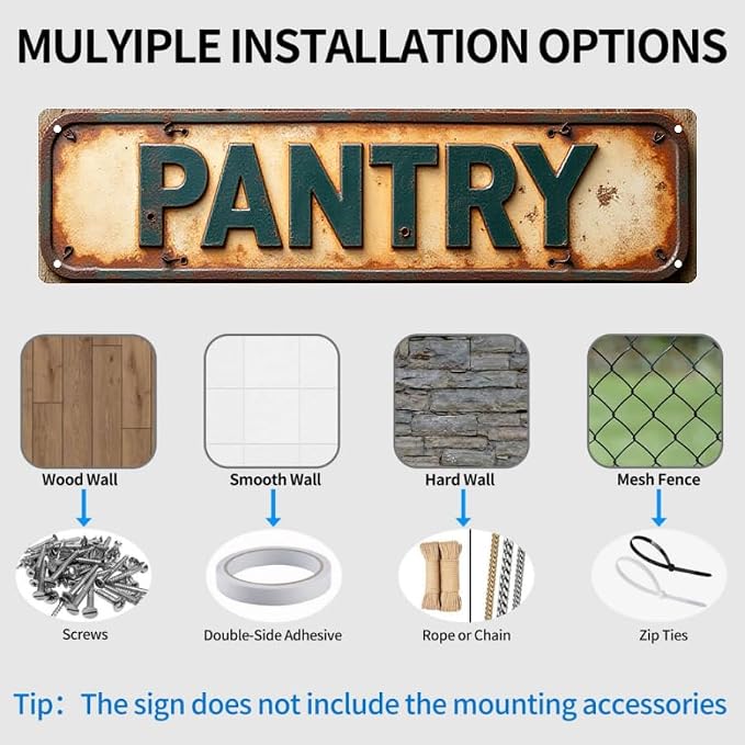 Vintage Tin Sign 16 * 4 Inch “PANTRY” Kitchen Farmhouse Wall Decor - Image 5