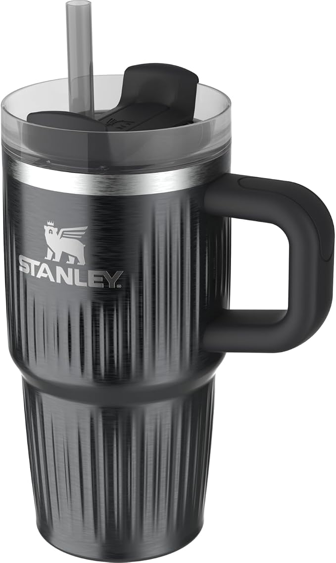 STANLEY Quencher H2.0 Tumbler with Handle and Straw 20 oz | Flowstate 3-Position Lid | Cup Holder Compatible for Travel | Insulated Stainless Steel Cup | BPA-Free | Fluted Black - Image 2