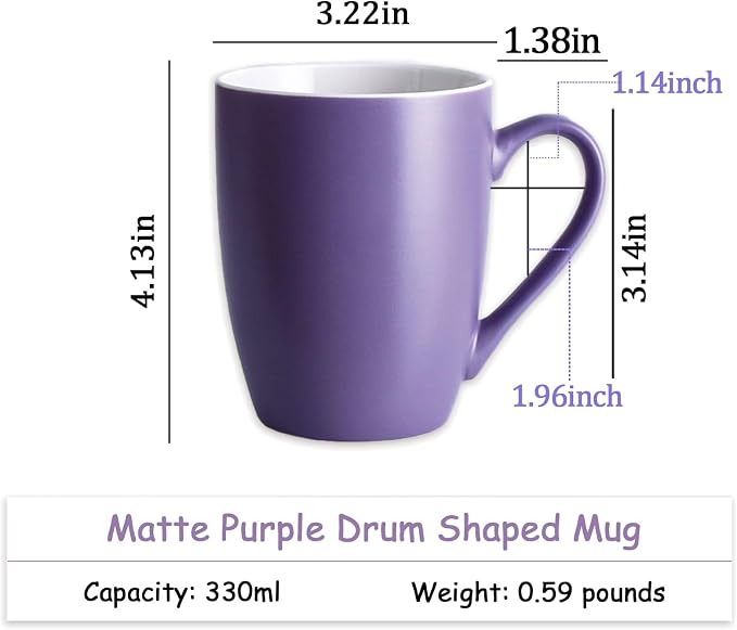 Coffee Mugs Set of 6, 12oz Ceramic Coffee Mugs with Handle, Matte Porcelain Purple Coffee Mug for Latte, Tea, Cocoa, Cappuccino, Cups for Women Men for Home Restaurant Mug (Purple) - Image 3