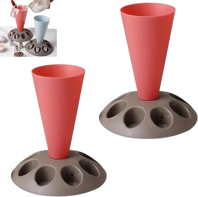 Piping Bag Stand, Piping Bag Holder, Pastry Bag Holder, Piping Tip Organizer With 8 Holder Slots, Piping Bag Holder Stand For Filling, Plastic Pastry Bag Stand, Cake Decorating Kit, Baking Accessories