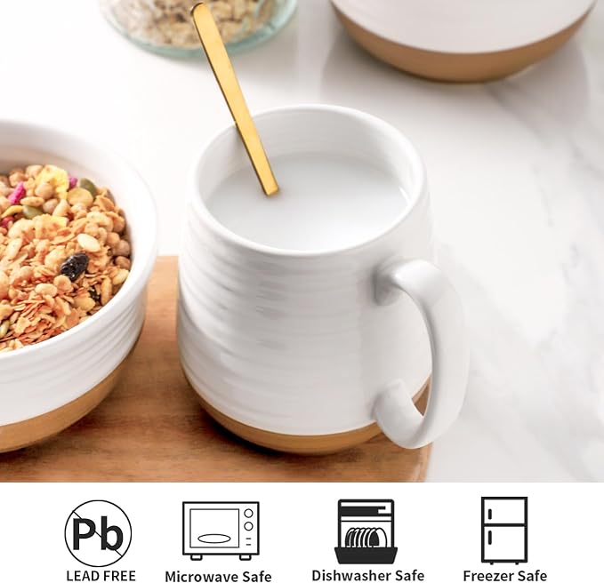 HASENSE Coffee Mugs Set of 2, Ceramic Coffee Cup for Men and Women, 20 oz White Mugs with Handle for Latte, Tea, Cocoa, Dishwasher and Microwave Safe - Image 5