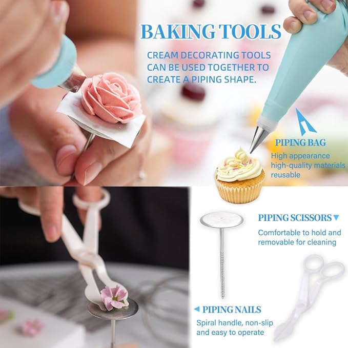 79PCS Cake Decorating Kit with Revolving Cake stand Turntable,Piping Bags and Tips Set for Cake Decorating,Cake Baking Supplies for Beginners Cake Tools Set with Icing Scrapers Spatulas