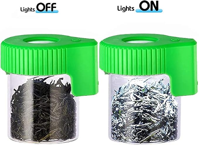Led Transparent Glass Seal Storage Jar, Light-Up Magnifying Ornamental Glass Bottle（Green） - Image 2