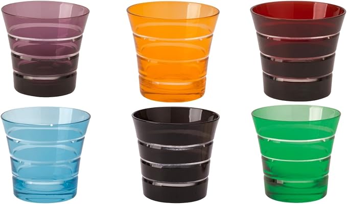 Deshoulieres Drinkware Crystal Whisky Barware Glasses Colors Hand-Cut (Set of 6 ) Modern Luxury Elegant France Boxed by DESHOULIERES