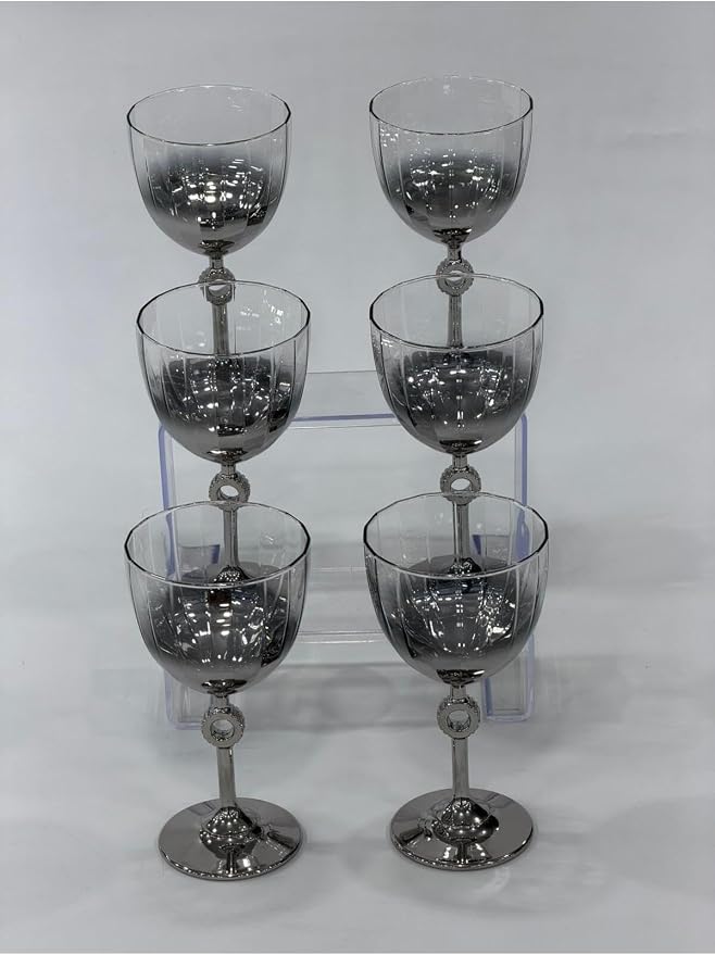 Decorative Glass Tumbler Set of 6 - 9.5 fl oz Capacity with Silver Accents - refined Crystal Look Drinkware for Water, Juice, and Beverages - appropriate for Parties and Daily Use - quality Glassware - Image 3