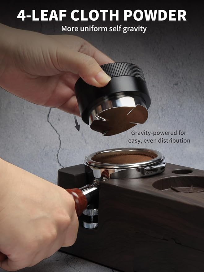 53.3mm Espresso Tamper Set – 30lb Calibrated Spring-Loaded Coffee Tamper with Click Feedback, 4-Leaf Leveler, 316 Stainless Steel Puck Screen Anti-Slip Mats for 54mm Portafilter