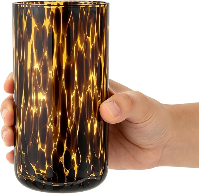 Set of 6 Tortoise Leopard Print Brown Glasses Stylish Stemless Cocktail Cup | 591ml Rocks Glasses Stylish Stemless Cocktail Cups Glass Glassware Tumbler Ideal for Gin, Tequila, Vodka, Soft Drinks - Image 8