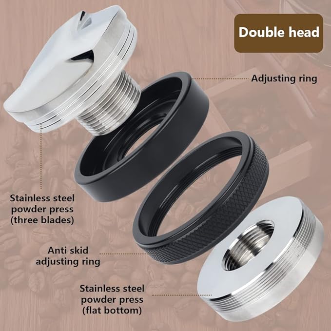 58mm Coffee Distributor,Dual Head Coffee Tamper,Espresso Distribution Tool,Adjustable Depth- Professional Espresso Distributor Leveler Tool Fits for 58mm