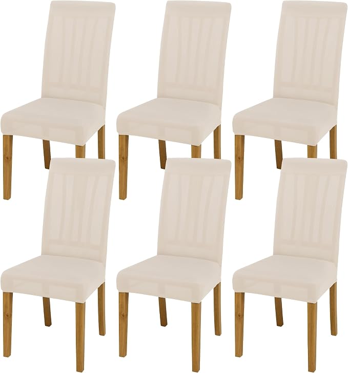 Dining Chair Covers, Stretch Seat Covers, Washable Furniture Protector | 6 Pack, Washable, Stretch Fit, Soft, Non Slip, Dining Chair Covers, Seat Protector, Furniture Protector by BIETYONE