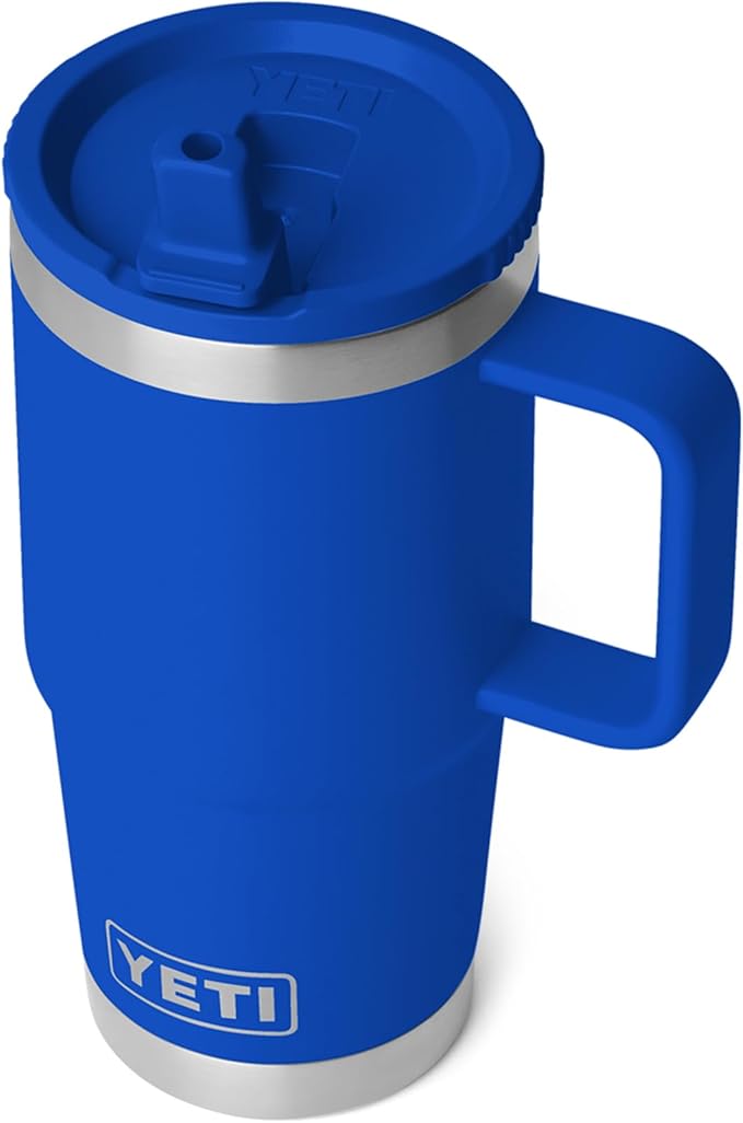 YETI Rambler 20 oz Travel Mug with Flip Straw Lid – Stainless Steel, Vacuum Insulated, Leakproof, Cup Holder Friendly, Royal Blue - Image 3