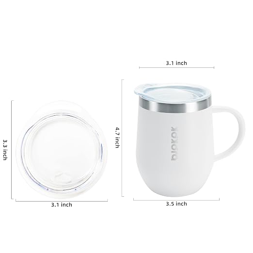 BJPKPK 2PCS Insulated Coffee Mug with Lid, 12oz Stainless Steel Tumbler | Travel Coffee Mug with Handle, Vacuum Insulated Tumbler Cup for Camping, Office, Home, BPA Free Lid, Hot & Cold - Image 3