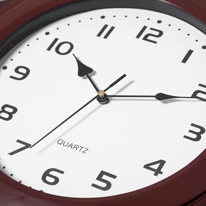 Clockswise Quickway Imports Brown Modern Decorative Octagon Shaped Wood- Looking Plastic Wall Clock for Living Room, Kitchen, or Dining Room - Image 5