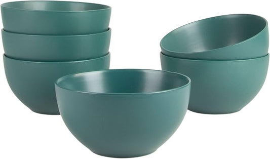 10 Strawberry Street Wazee Matte 5.5"/16oz Cereal Bowl, Set of 6, Emerald Green by 10StrawberryStreet