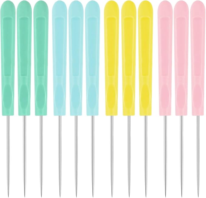 Cookie Decorating Scribe Supplies Icing Scribe Tool for Cake DIY Craft Leather Awl Tool Sewing Stainless Steel Fondant Sugar Stir Needle Biscuit Icing Pin Kit with Handle Baking Scribe Tool(12 Pieces