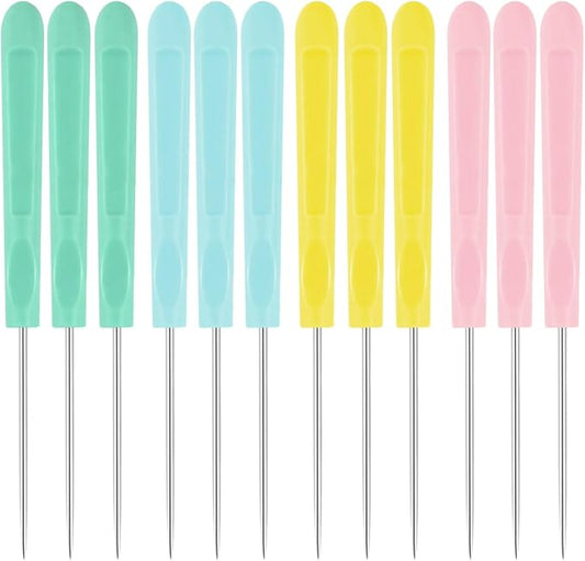 Cookie Decorating Scribe Supplies Icing Scribe Tool for Cake DIY Craft Leather Awl Tool Sewing Stainless Steel Fondant Sugar Stir Needle Biscuit Icing Pin Kit with Handle Baking Scribe Tool(12 Pieces