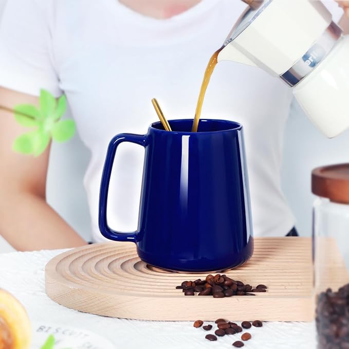24 OZ Large Coffee Mug, Nice Ceramic Tea Cup with Big Handle for Dad Men Women, Unique Style For Any Kitchen, Blue - Image 7