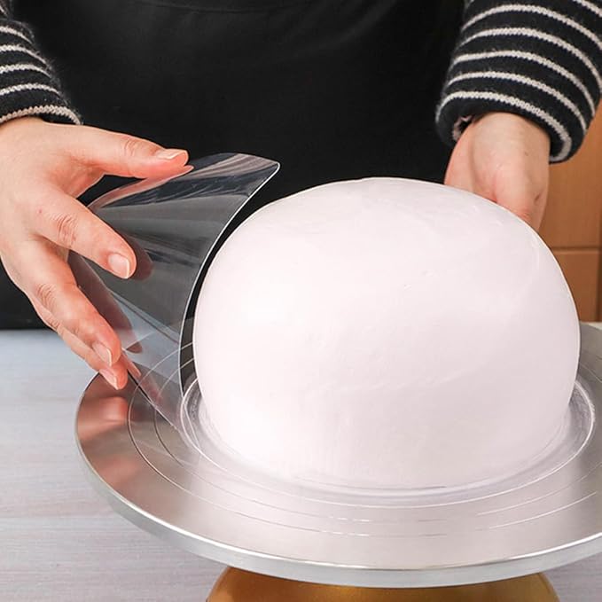 2PCS Cake Smoother Scraper Included 5 Transparent Scrapers, Flexible Plastic Cake Scraper Smoother for Bakery Pastry Cake Decoration Kitchen DIY Baking Tool (White)