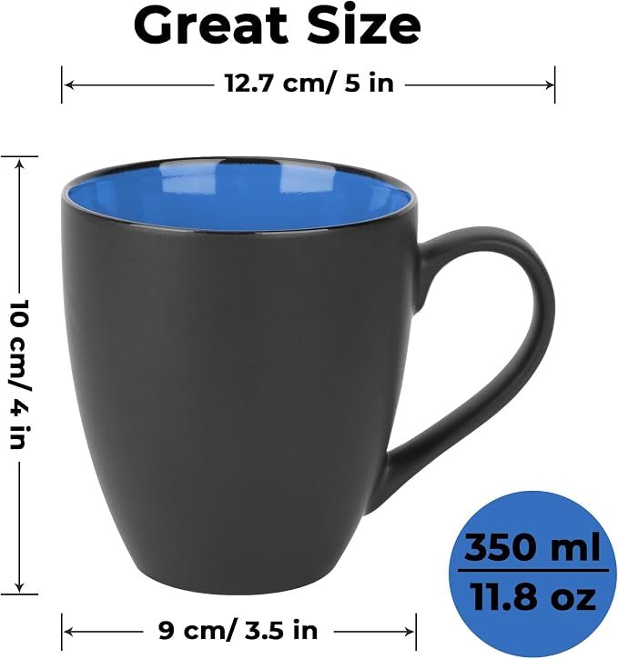 MIAMIO - Coffee Mugs Set of 6 (12 oz) - Le Papillon (Blue) - Modern Home | Ceramic coffee mugs for coffee, cappuccino and tea, 12 oz for everyday use - dishwasher safe - practical for daily use - Image 6