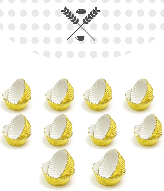 qiqee Foil Cupcake Liners, 300 Count, Standard Size, Gold - Image 2