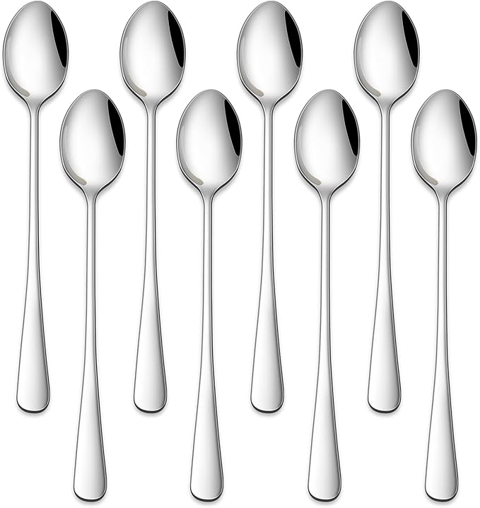 DEHOV 7.5 Inches Stainless Steel Iced Tea Spoons,Set Of 8 Long Stirring Spoons For Coffee,Cocktail,Ice Cream,Long Handle Iced Teaspoons,Latte Spoons For Mixing by DEHOVKitchen