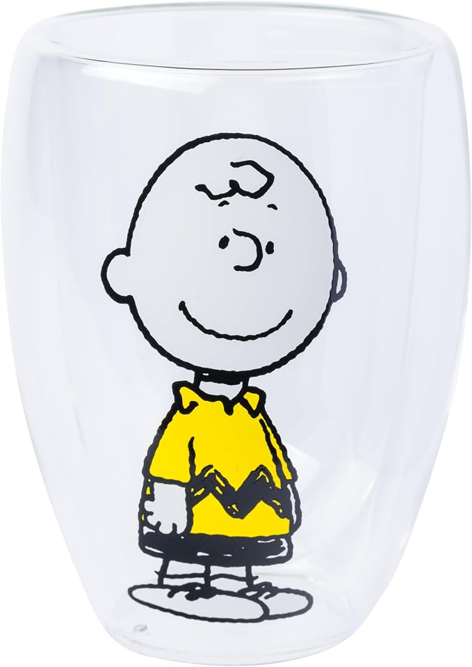 Silver Buffalo Peanuts Snoopy, 2 Pack Double Walled Glass Set, 12.5oz | Piece, Woodstock and Charlie Brown, 0.37 Liters - Image 6