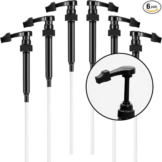 Kigley 6 Pieces Coffee Syrup Pump Dispenser with Tip Cover Fits 750ml/25.4oz Bottles, Skinny Syrup Pump for Coffee Flavoring, Creamers, Caramel, Beverages, Dinning Cafe Bar Drinking Mixes(Black)