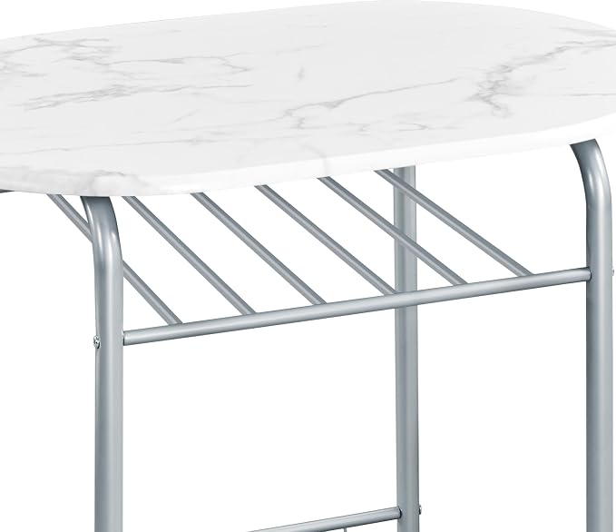 Yaheetech 3-Piece Dining Table Set, Breakfast Bistro Table Set for 2, Small Kitchen and Table Chairs Set of 2 with Metal Frame and Storage Rack for Small Space/Apartment/Dorm Room, White - Image 4