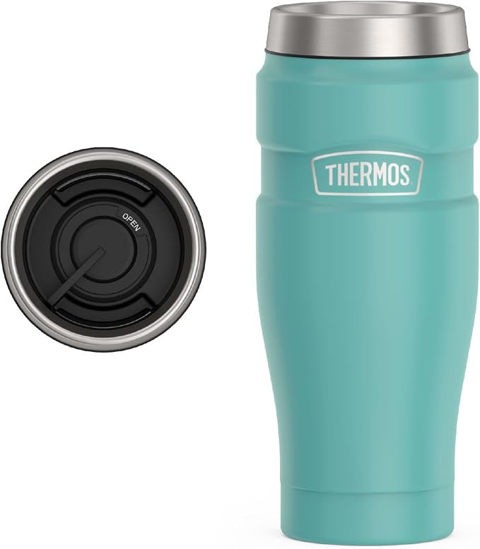 THERMOS Stainless King Vacuum-Insulated Stainless Steel Tumbler - 16oz, Matte Teal - Insulated Coffee Tumbler for Hot & Cold Drinks - Leak-Proof & Sweat-Proof for Commuting & Traveling by Thermos