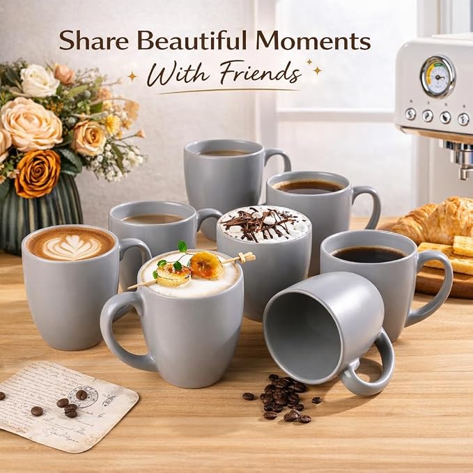 GBhome 12 oz Coffee Mug Set of 6, Large Ceramic Coffee Mugs for Men Women | Modern Stoneware Coffee Mugs Set with Handle for Tea/Latte/Cappuccino/Milk/Cocoa, Dishwasher & Microwave Safe - Image 6