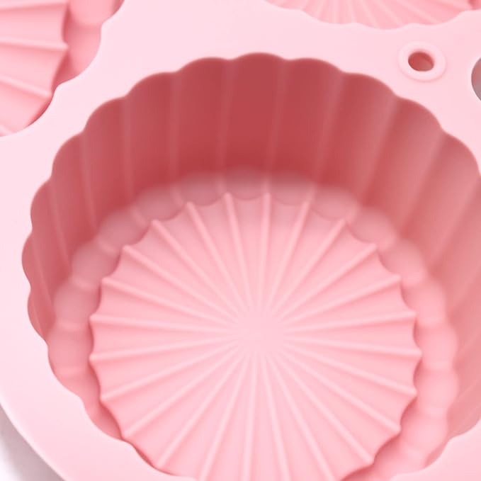 X-Haibei Round Pleats Cake Pan Jello Mousse Pizza Pudding Hamburger Bread Silicone Mold, Dia. 4.8inch, 3.2inch