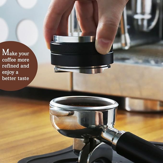 58mm Espresso Distributor and Tamper – Dual Head Coffee Leveler with Adjustable Depth, Professional Stainless Steel Tamper Tool