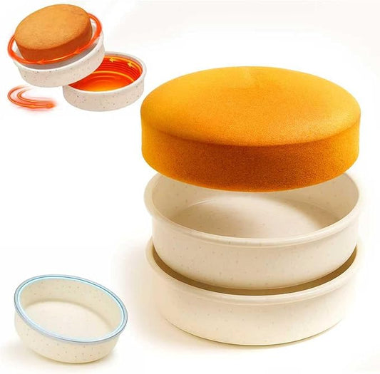 SJ 8 Inch Silicone Round Cake Pan with Metal Reinforced Frame Set of 2, Nonstick Silicone Cake Mold for Baking Suitable for Making Layers, Cheese & Chocolate Cakes