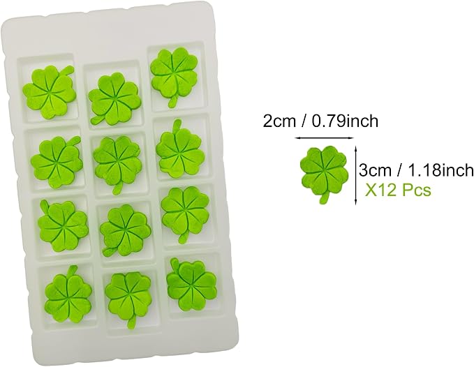 Edible 12pcs GrassGreen Shamrock Sugar cake decorations, cupcake toppers, perfect Clover Icing Cookies decro for St. Patrick's Day Birthday Halloween Thanksgiving Christmas party Team Dinner - Image 2