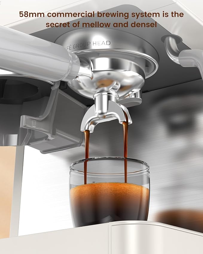 (2026 Upgrade) Espresso Machine with Grinder, 15 Bar Expresso Coffee Machines, Professional Coffee Maker for Latte&Cappuccino with Milk Frother, Expresso Machines for Home Descaling Kit Included White - Image 5