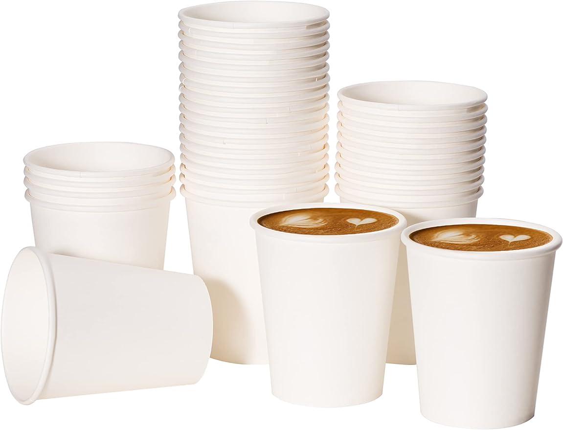 RACETOP 1000 pack 8 oz Paper Coffee Cups Disposable, Hot Coffee Cups 8oz, Office Coffee Cup (8 oz 1000 pack) (white, 1000)